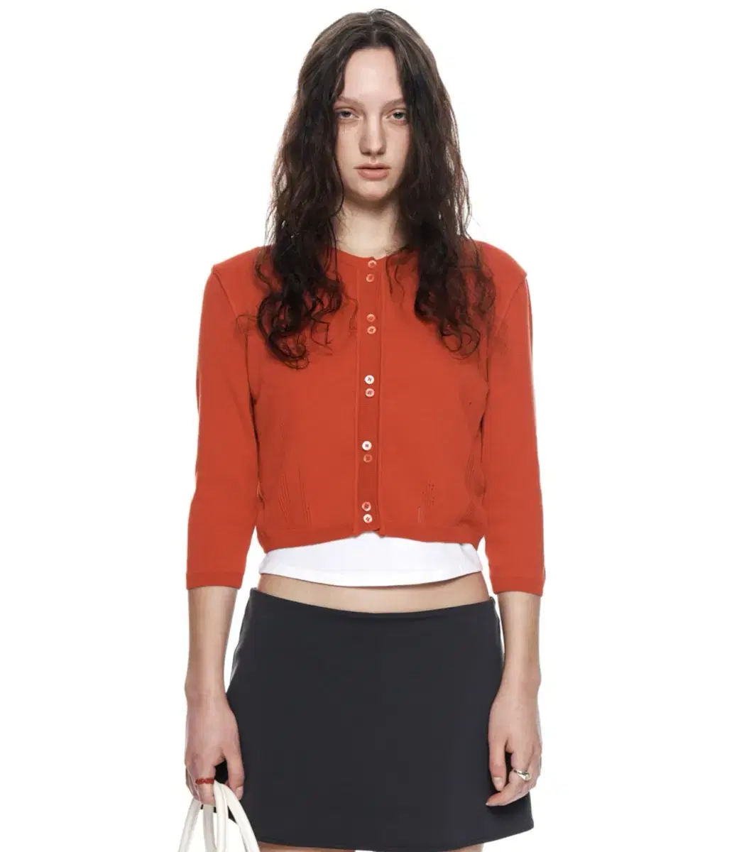 Matin Kim Cardigan THREE QUARTER SLEEVE ROUND CARDI