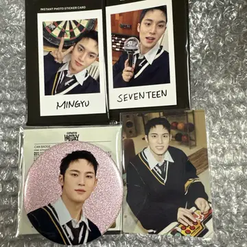 SEVENTEEN MINGYU 인스턴트 사진 스티커 & 캔뱃지 세트