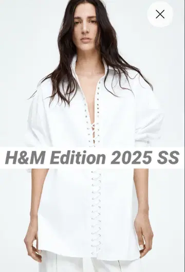 H&M Studio Collection 레이스업 프론트 코튼 셔츠