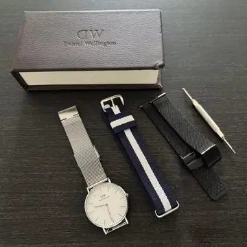 다니엘 웰링턴 실버 36mm NATO 벨트 2개 세트