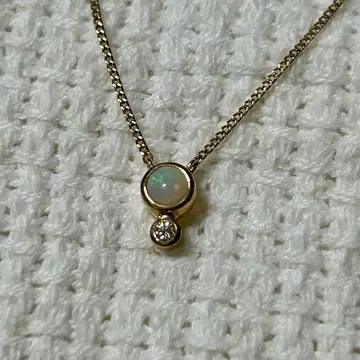 ete K10YG 오팔 다이아몬드 목걸이/0.02ct