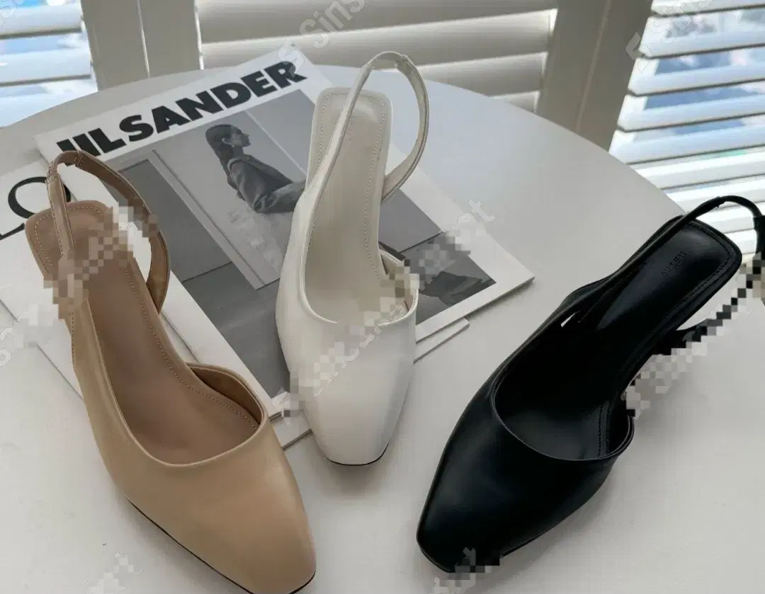 5cm Slingback Heel Shoes, Size 240, New White Item, Black Worn Once