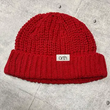새상품급 arth 코튼 리브 니트 모자 접이식 원 포인트 일본제 어스