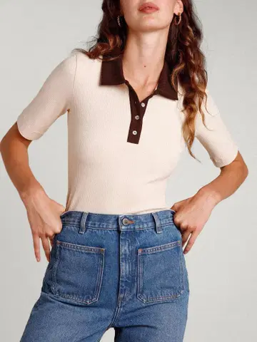 Rouje Divina 피케 셔츠 반팔 폴로 셔츠 반팔