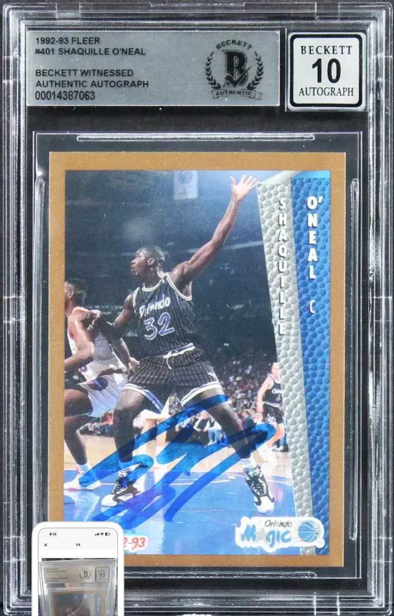 Magic Shaquille O'Neal Signature 1992 Fleer #401 Rookie Card Auto 10! B