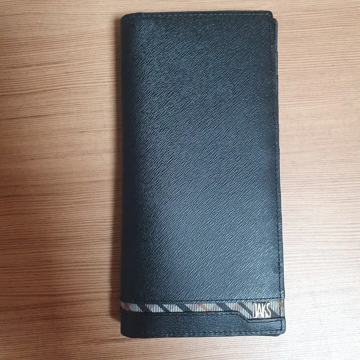 [New/Authentic] Daks Men's Black Check Cowhide Leather Long Wallet