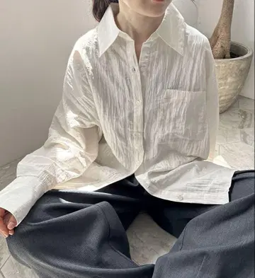 feepur 주름 매트 새틴 오버 셔츠