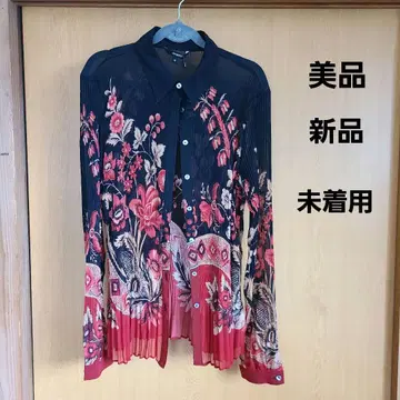 데시구알 꽃무늬 플리츠 긴팔 셔츠 새상품