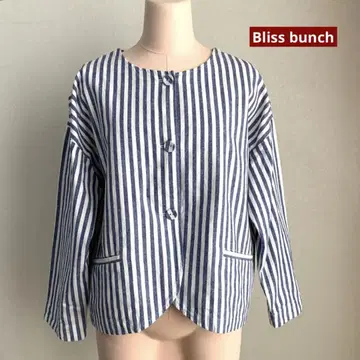 Bliss bunch 린넨 18% 스트라이프 노카라 자켓