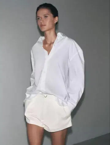 Zara ZW COLLECTION 오버 사이즈 포플린 셔츠 화이트