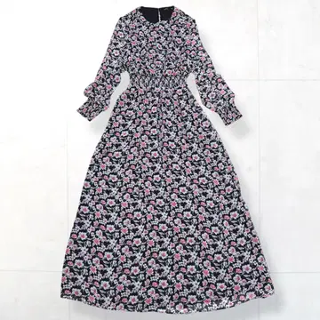 바나나 리퍼블릭 쉬폰 꽃무늬 A 라인 원피스 맥시 길이 6