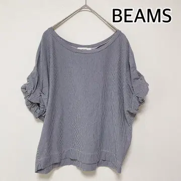 BEAMS 빔즈 반팔 티셔츠 스트라이프 블루