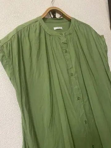 어반 리서치 시원한 코튼 셔츠 원피스 그린 루즈핏
