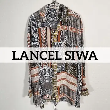 일본제 90년대 빈티지 LANCEL SIWA 올 패턴 주름 셔츠 에스닉