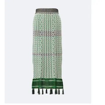 마메 Rib Jacquard Pedicel Knit Skirt 그린