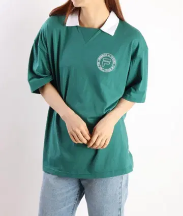 휠라 그린 계열 카라 부착 유니폼풍 티셔츠 반팔 축구 유니폼 디자인