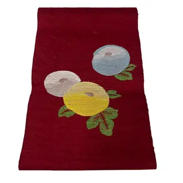 나고야 오비 마루몬 하나무늬 포도 브라운 오타이코 패턴 O-0074