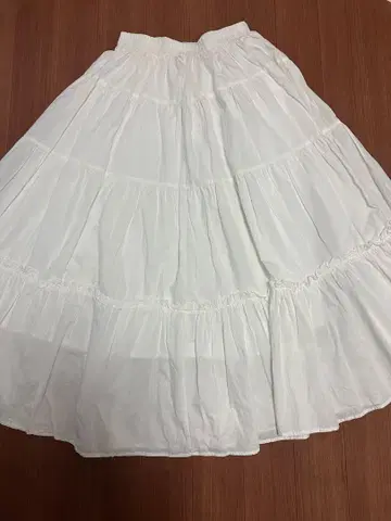 LAUIR 개더 프릴 티어드 맥시 스커트 LARGE 화이트