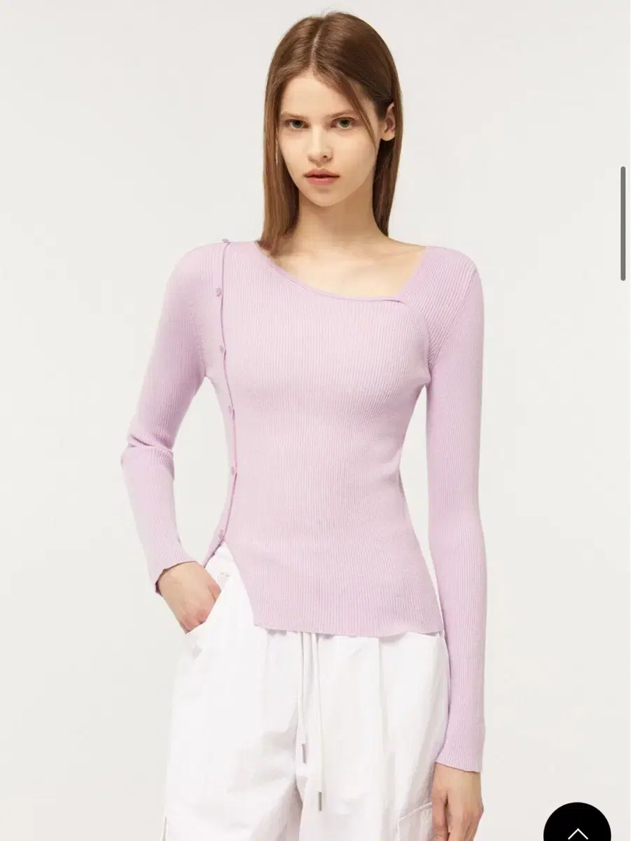 City Breeze Button Detail Ribbed Knit Lavender Color