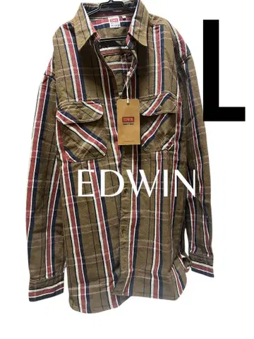 EDWIN 체크 무늬 긴팔 셔츠 L 사이즈