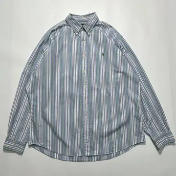 90s 랄프 로렌 긴팔 BD 셔츠 XL 스트라이프 버튼 다운 6269