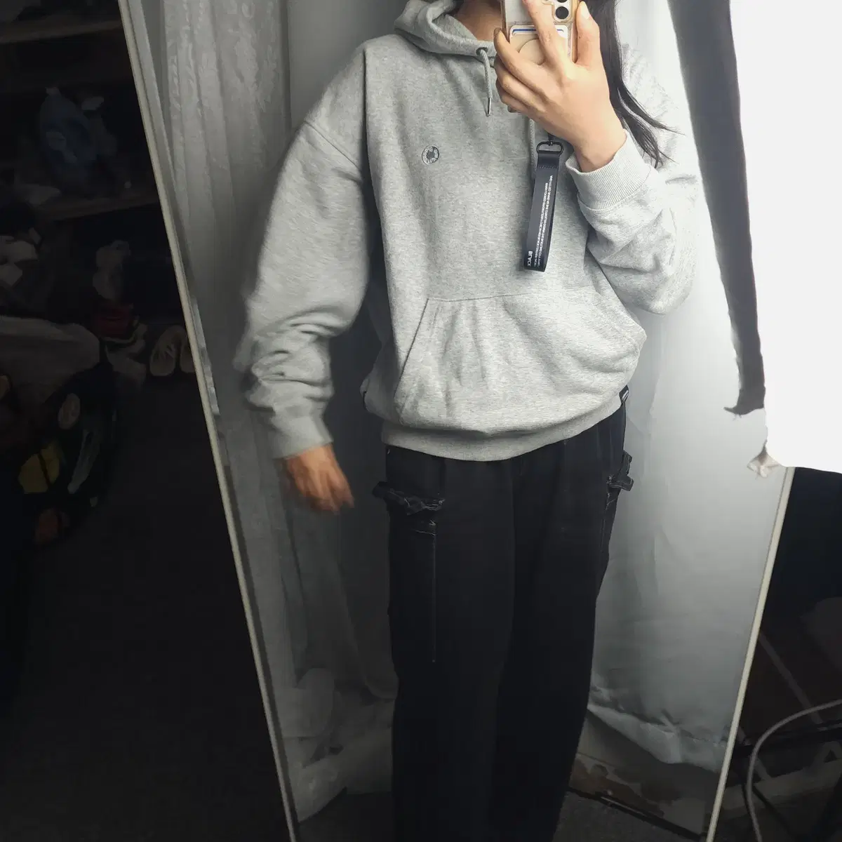 | 그로브라임 | 남녀공용 | L | 자수 그레이 후드(기모x)
