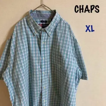 CHAPS 챕스 버튼 다운 셔츠 체크 XL 반팔