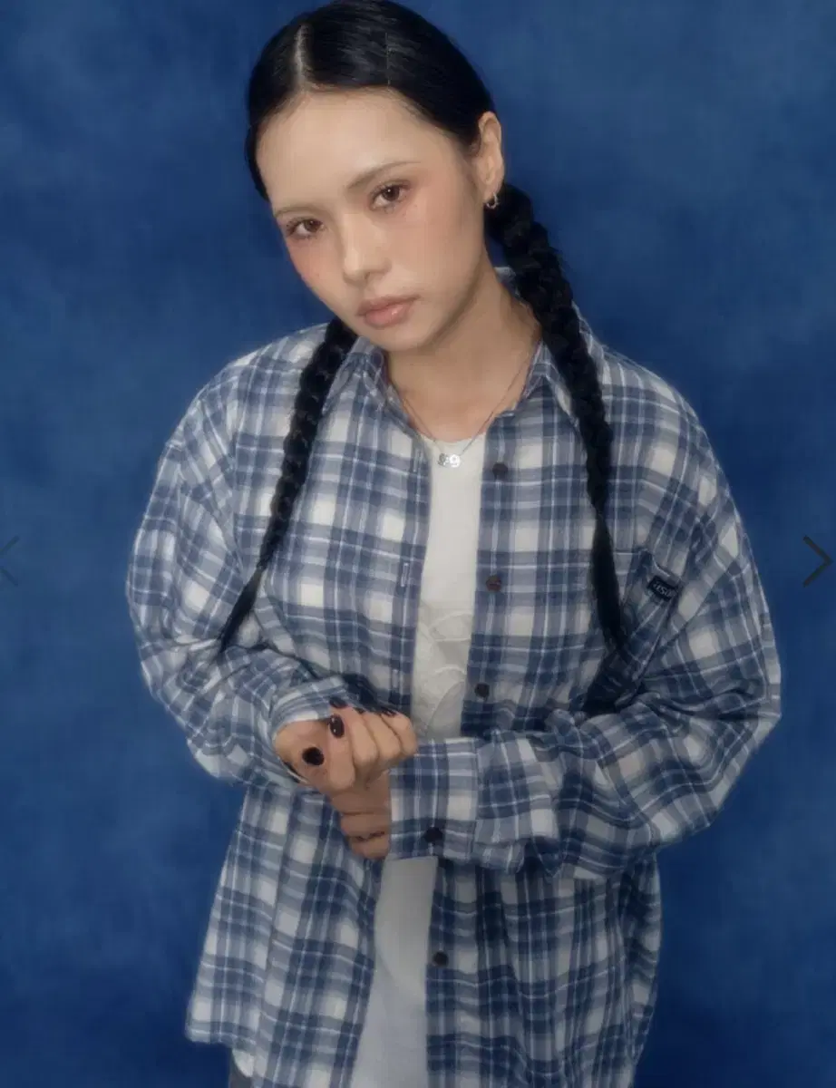 애즈온 체크셔츠 블루 ESSENTIAL CHECK SHIRT / BLUE