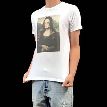 새상품 마이클 잭슨 모나리자 레오나르도 다빈치 패러디 티셔츠