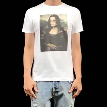 새상품 마이클 잭슨 레오나르도 다빈치 모나리자 패러디 티셔츠