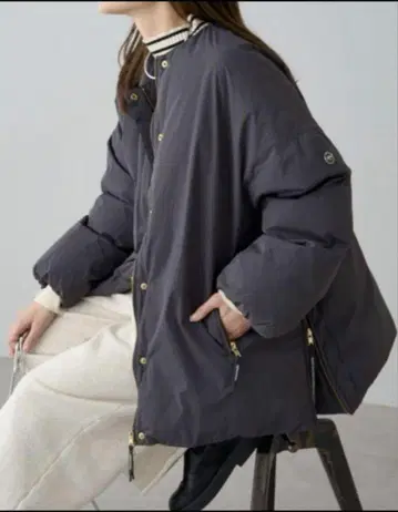 PUAL CE CIN 프렌치 덕 다운 사이드 지퍼 자켓