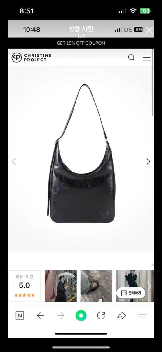 TWO CURVE HOBO BAG(BLACK PEPPER)