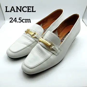 LANCEL 란셀 로퍼 로우 힐 24.5cm 화이트 슈즈 펌프스