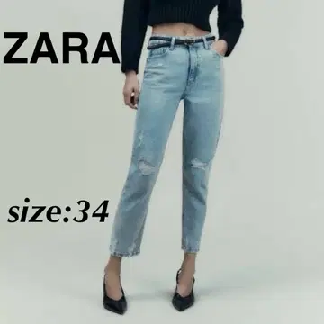ZARA 자라 데미지 데님 데님 팬츠 테이퍼드 데님 스트레이트 데님