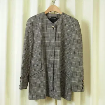 Aquascutum 노카라 자켓 하운드투스 체크 L 정도 아쿠아 스큐텀