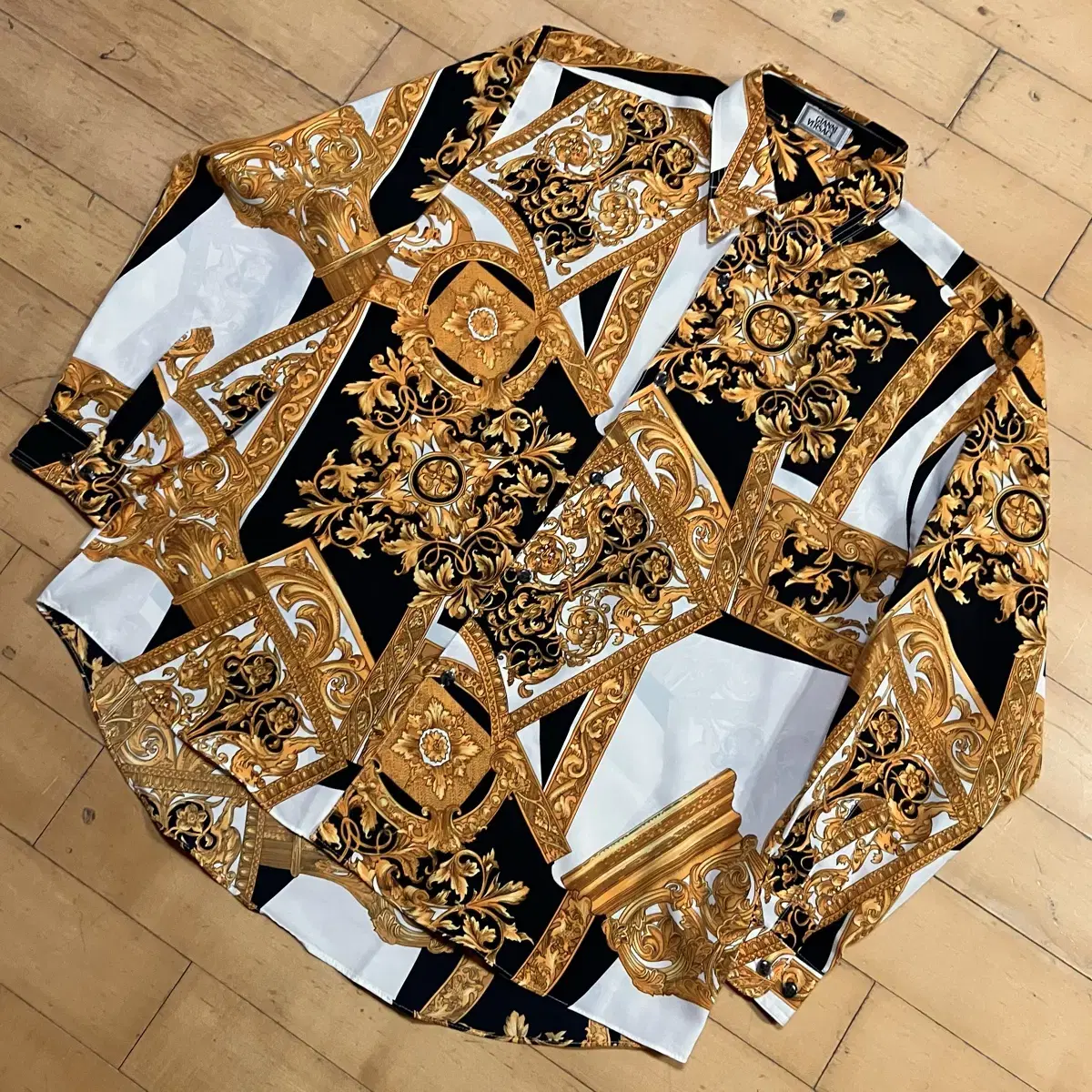 Gianni Versace Gold Baroque Renaissance Pattern Shirt 105