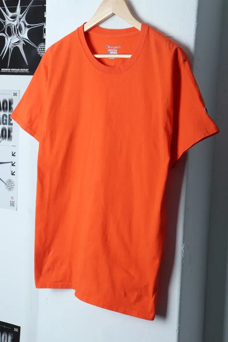 (M) 챔피온 반팔 티셔츠 무지 주황-12DA6