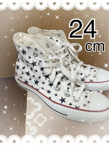 컨버스 별 패턴 화이트 하이컷 스니커즈 24cm