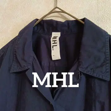 *MHL*반팔 롱 셔츠 원피스 네이비 size I 코튼