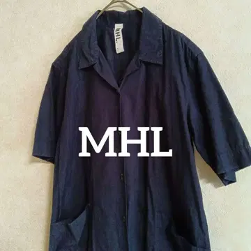 *MHL*반팔 롱 셔츠 원피스 네이비 size I 코튼