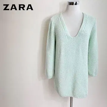 ZARA 자라 루즈핏 V넥 롱 니트 라이트 민트