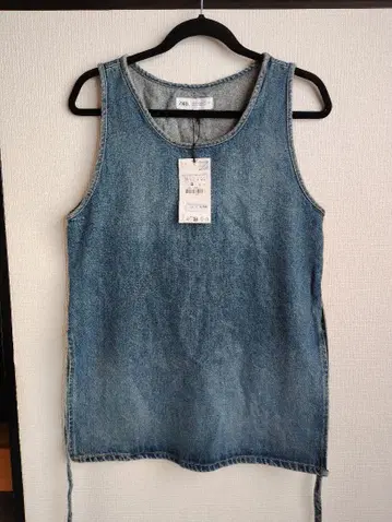 ZARA 데님 슬리브리스 상의 (허리 리본 포함)