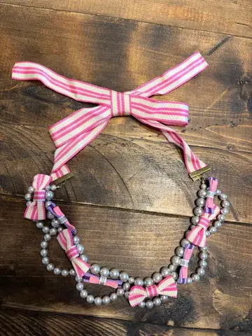 fafa 리본 포함 펄 목걸이