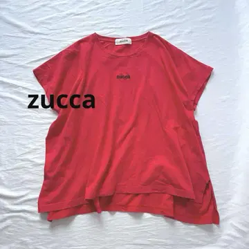 일본제 zucca 로고 자수 티셔츠 상의 주카 오렌지 티셔츠