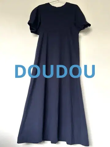 새상품급 DOUDOU 네이비 반팔 하프 슬리브 돌먼 절개 원피스