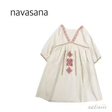 navasana 나바 아사나 . 린넨 블렌드 자수 원피스