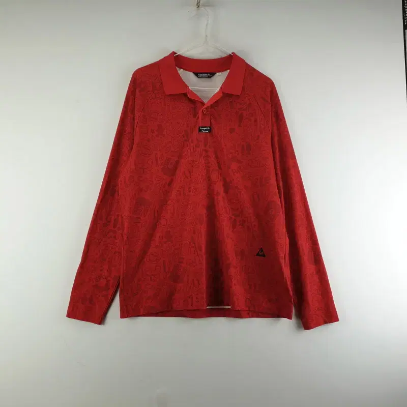 G3909 르꼬끄 남105 레드 프린팅 긴팔 카라티