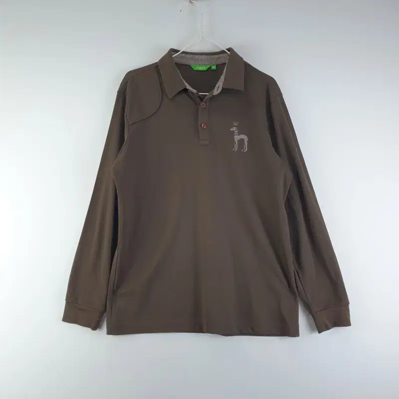 G2135 HAZZYS 남100 브라운 긴팔 카라티셔츠
