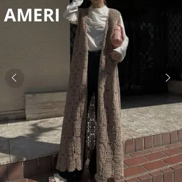 AMERI 아메리 베이지 레이스 롱 가디건 베스트 S