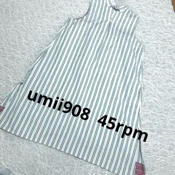 umii908 슬리브리스 원피스 스카이블루 스트라이프 45rpm